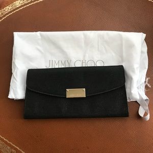 Jimmy Choo black glitter clutch handbag